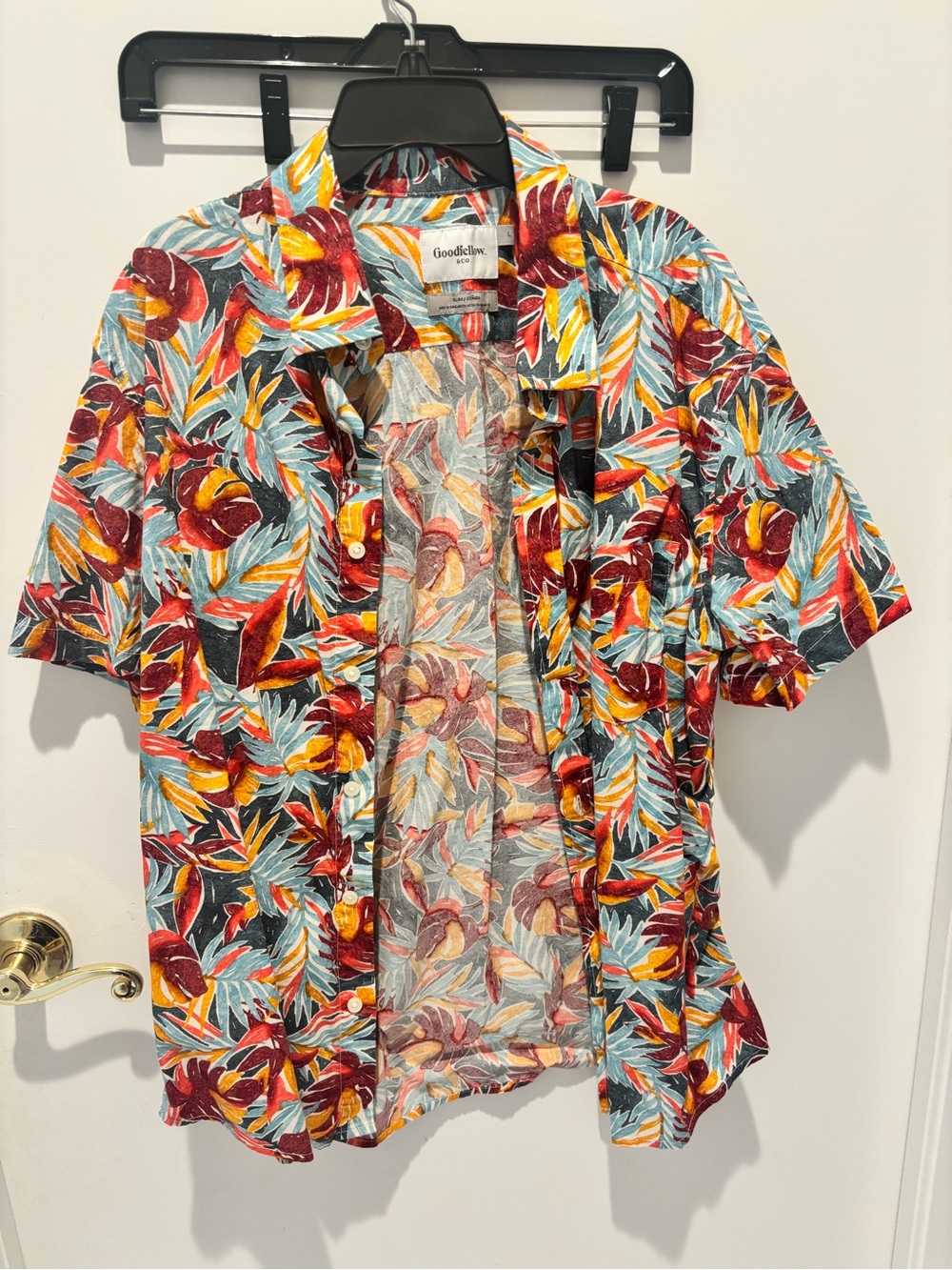 Goodfellow & Co Men's Multicolor Tropical Print Short-Sleeve Button-Down Shirt